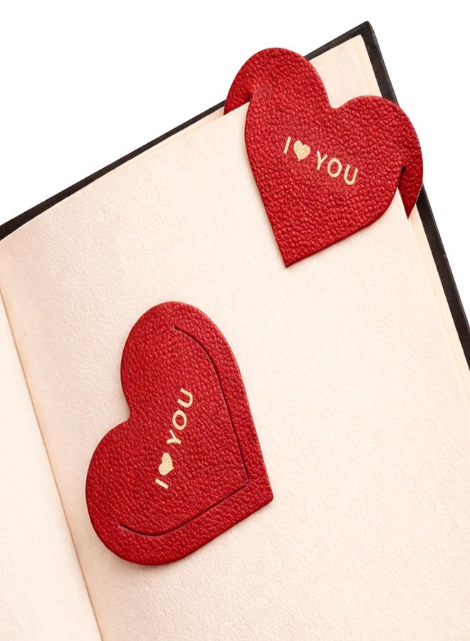 Musemory Heart Leather Bookmark for Book Lovers - Cute Gold Foil Book Marker, Romantic Heart Page Marker, Gift for Readers, Students, Teachers, Bible Study, Valentine Gift (I Love You) - Image 1