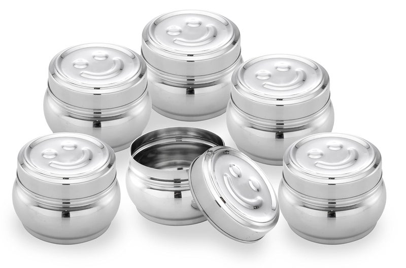 Expresso Stainless Steel Small/Mini Box Dabba/Container/Storage Box, Smiley,Capacity-120ml Each, Set of 6 - Image 5