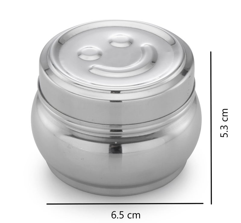 Expresso Stainless Steel Small/Mini Box Dabba/Container/Storage Box, Smiley,Capacity-120ml Each, Set of 6 - Image 3