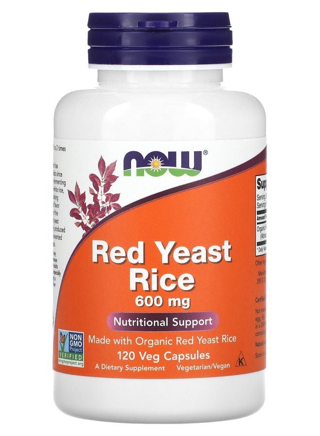 now Red Yeast Rice 600 mg 120 Veg Capsules