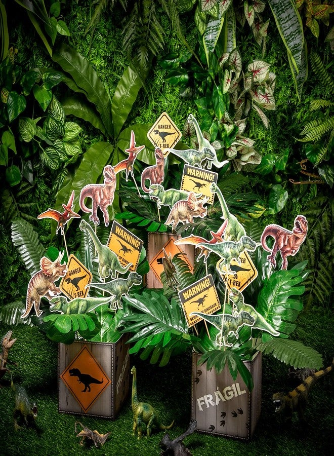 Weekgrat 6 Set Dinosaur Party Table Centerpiece Decorations Include Cassette Tape Bucket Centerpiece Sticks Table Toppers Photo Booth Props with Paper Decor for Party - Image 5