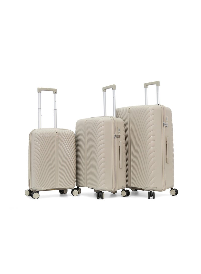 MELIFE Hardside Luggage Trolley Bag 3 Pieces Set,Khaki (S-20",M-24",L-28") - Image 1
