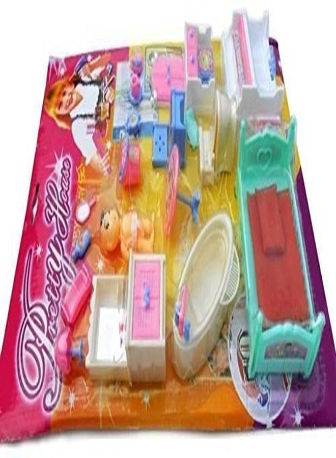 SHANVI Toys Dollhouse Playset Portable Sets House 20 Accessories with-01 Doll Dollhouse Playset for Girl's (Pack of 21) - Image 4