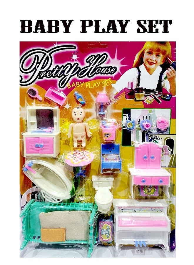 SHANVI Toys Dollhouse Playset Portable Sets House 20 Accessories with-01 Doll Dollhouse Playset for Girl's (Pack of 21) - Image 3