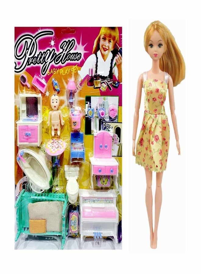 SHANVI Toys Dollhouse Playset Portable Sets House 20 Accessories with-01 Doll Dollhouse Playset for Girl's (Pack of 21) - Image 1
