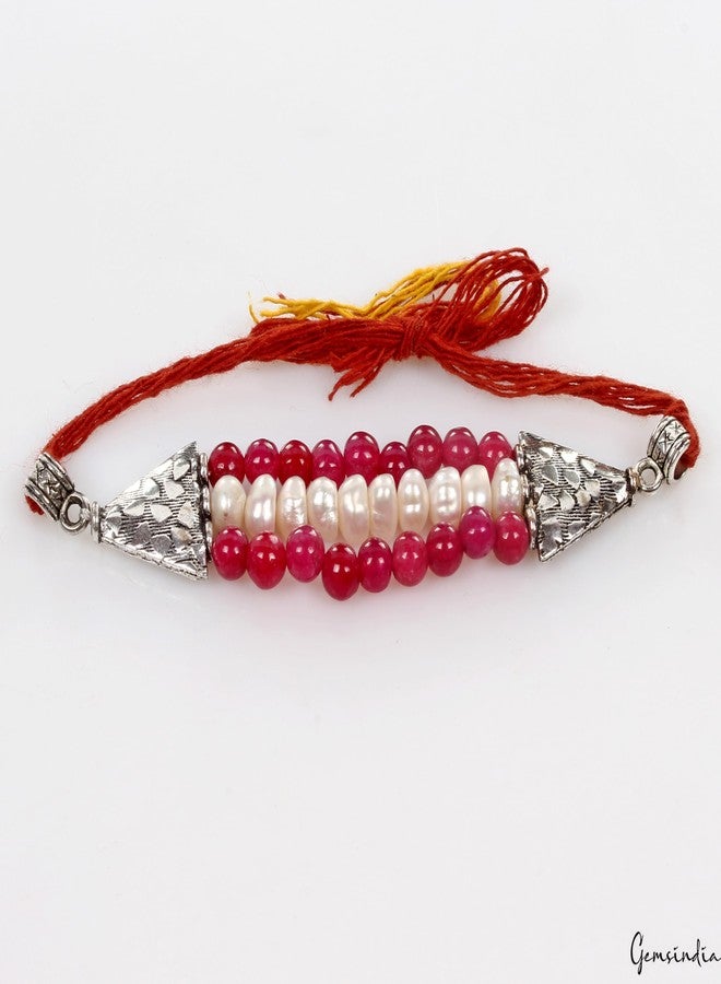 gemsindia خرز من الأحجار الكريمة الحقيقية متعدد الألوان من Gemsindia Rakhi لراكشا باندهان، أحجار كريمة معتمدة، أحجار كريمة مصنوعة يدويًا من أجل Bhai Brother Bhaiya - Image 4