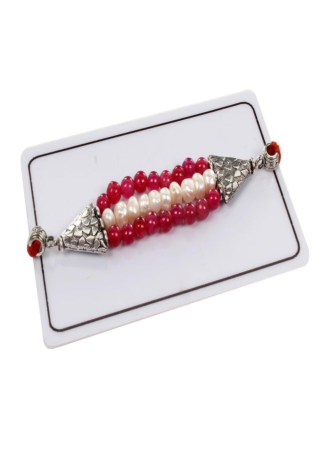 gemsindia خرز من الأحجار الكريمة الحقيقية متعدد الألوان من Gemsindia Rakhi لراكشا باندهان، أحجار كريمة معتمدة، أحجار كريمة مصنوعة يدويًا من أجل Bhai Brother Bhaiya - Image 2
