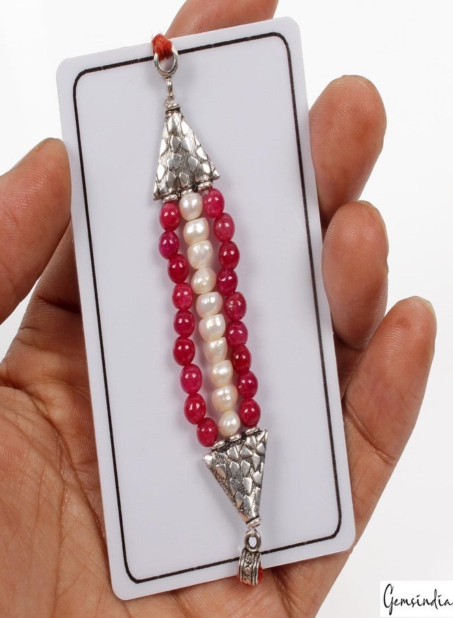 gemsindia خرز من الأحجار الكريمة الحقيقية متعدد الألوان من Gemsindia Rakhi لراكشا باندهان، أحجار كريمة معتمدة، أحجار كريمة مصنوعة يدويًا من أجل Bhai Brother Bhaiya - Image 5