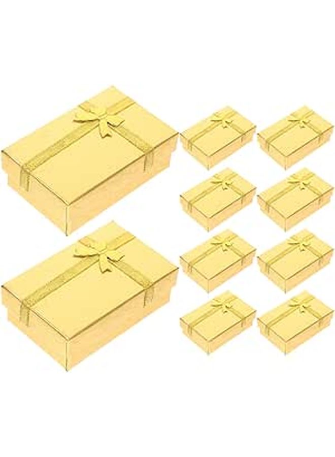 10 Small Golden Jewelry Boxes With Lids Cardboard Present Boxes For Rings Earrings Necklaces Party Favors Travel Storage - Image 1