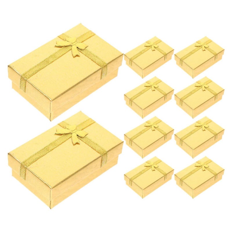 10 Small Golden Jewelry Boxes With Lids Cardboard Present Boxes For Rings Earrings Necklaces Party Favors Travel Storage - Image 2