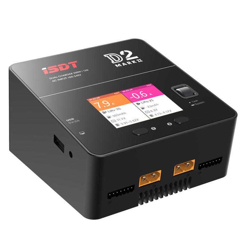 Isdt Lipo Battery Charger D2 Mk2 With Ac 2X200W Dual Output Mode Hobby Smart Lipo Charger Discharger For 1-6S Li-Ion Life Nicd Nimh Lihv Pb Smart Battery - Image 1