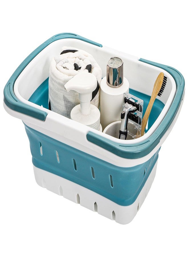 Kingrol 2-Pack Portable Shower Caddy Tote, Collapsible Plastic Storage Basket with Handle, Organizer Bin for Bathroom, Kitchen, College Dorm, Gym, Pantry, Garage - Image 2