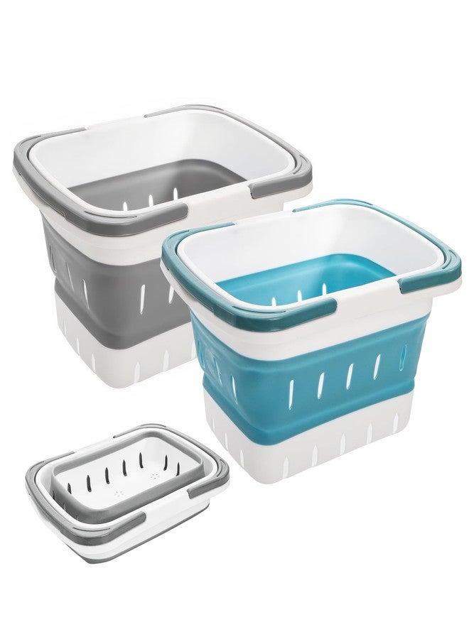 Kingrol 2-Pack Portable Shower Caddy Tote, Collapsible Plastic Storage Basket with Handle, Organizer Bin for Bathroom, Kitchen, College Dorm, Gym, Pantry, Garage - Image 1