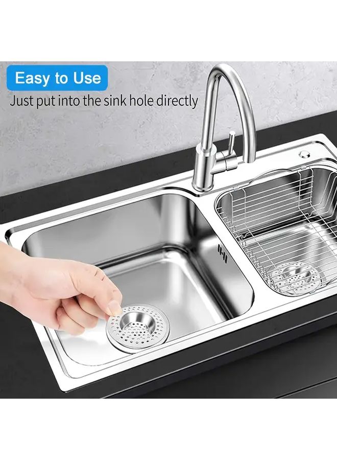6pcs Silvery Stainless Steel Sink Strainer 3 Inch Round Drain Catcher for Kitchen Bathroom Food Hair Waste - Image 2