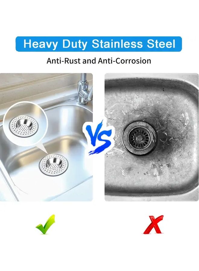 6pcs Silvery Stainless Steel Sink Strainer 3 Inch Round Drain Catcher for Kitchen Bathroom Food Hair Waste - Image 5