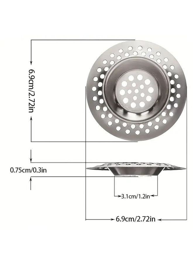 6pcs Silvery Stainless Steel Sink Strainer 3 Inch Round Drain Catcher for Kitchen Bathroom Food Hair Waste - Image 3