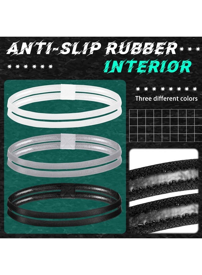 Shappy 3 Pieces Double-Straps Sport Headbands Elastic Hairband Non-Slip Sweatband for Women or Men(Black, White, Grey) - Image 3