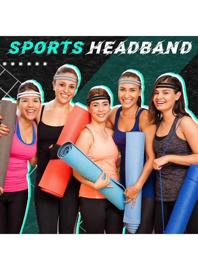 Shappy 3 Pieces Double-Straps Sport Headbands Elastic Hairband Non-Slip Sweatband for Women or Men(Black, White, Grey) - Image 5