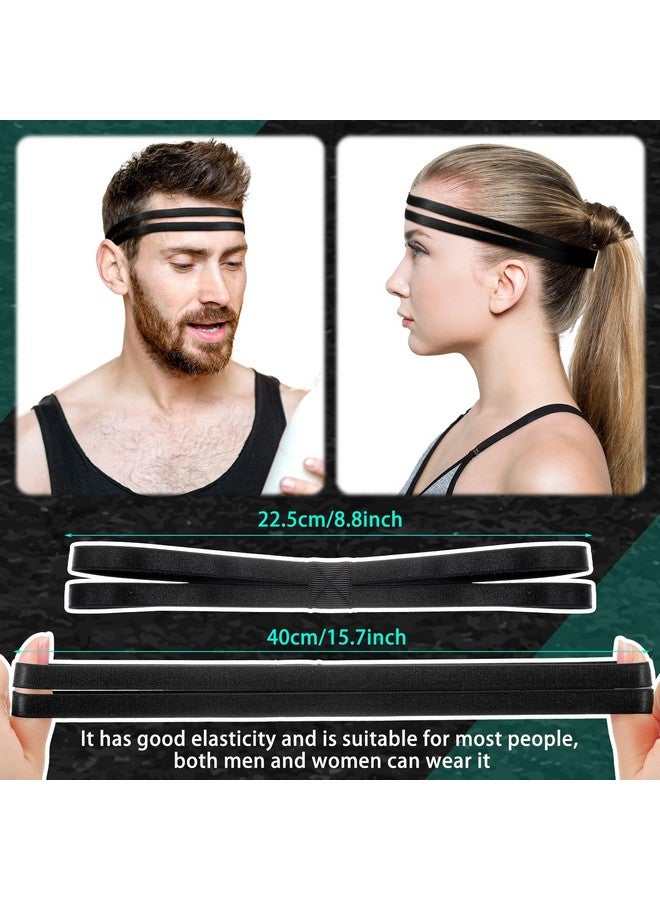 Shappy 3 Pieces Double-Straps Sport Headbands Elastic Hairband Non-Slip Sweatband for Women or Men(Black, White, Grey) - Image 2
