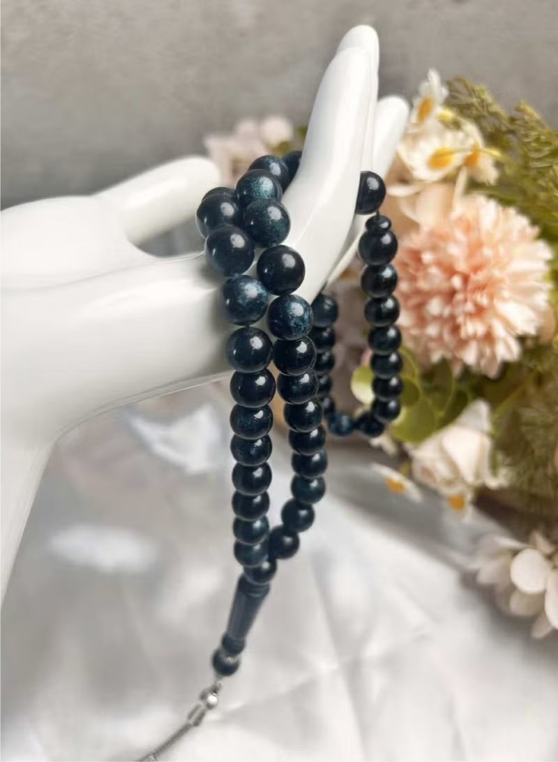 مسبحة صلاة إسلامية - 45 خرزة 10 ملم من الراتنج الأزرق الملكي والأبيض - مصنوعة يدويًا للمسلمين - Image 3