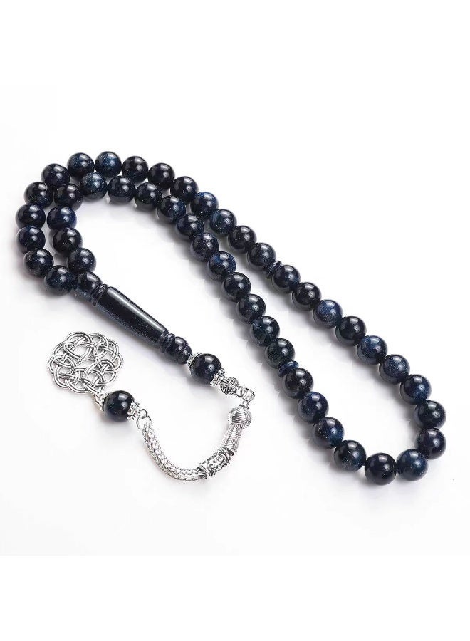 مسبحة صلاة إسلامية - 45 خرزة 10 ملم من الراتنج الأزرق الملكي والأبيض - مصنوعة يدويًا للمسلمين - Image 2