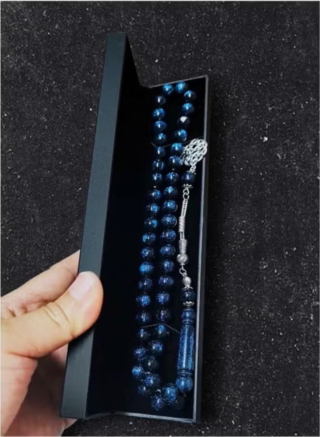 Zesen 45 Beads Royal Blue Muslim Tasbih Beads ，10mm Handmade Misbaha Prayer Beads ， Islamic Dhikr ,Meditation Rosary with Luxury Gift Box ，Ideal Ramadan , Eid Gift - Image 3