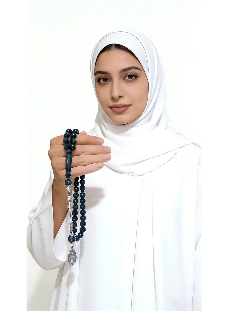Zesen 45 Beads Royal Blue Muslim Tasbih Beads ，10mm Handmade Misbaha Prayer Beads ， Islamic Dhikr ,Meditation Rosary with Luxury Gift Box ，Ideal Ramadan , Eid Gift - Image 2