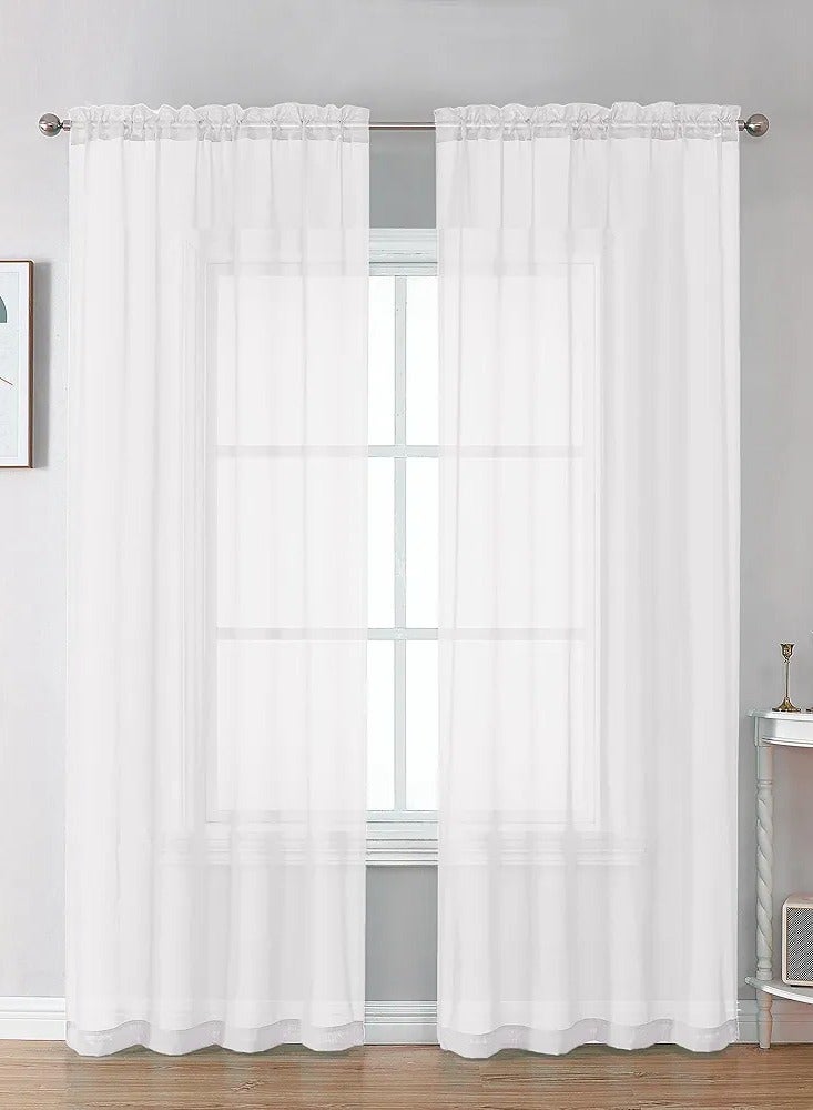 Selecto Hub Net Curtain, Sheer Fabric, Pair with Rod Pocket, White, 280 x 300 cm - Image 1