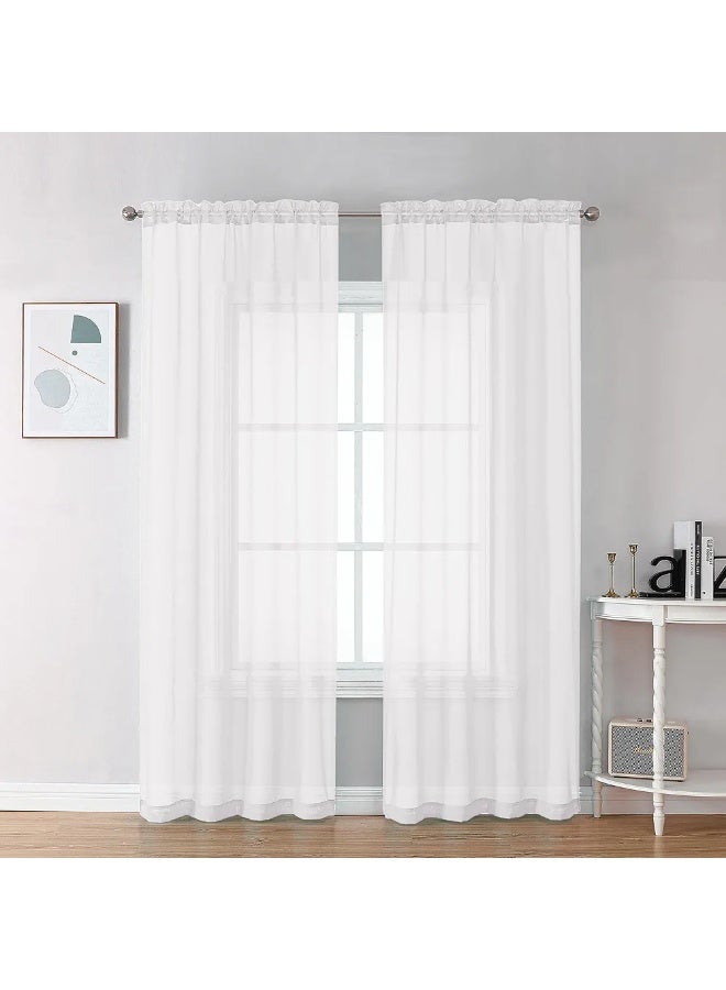 Selecto Hub Net Curtain, Sheer Fabric, Pair with Rod Pocket, White, 280 x 300 cm - Image 4