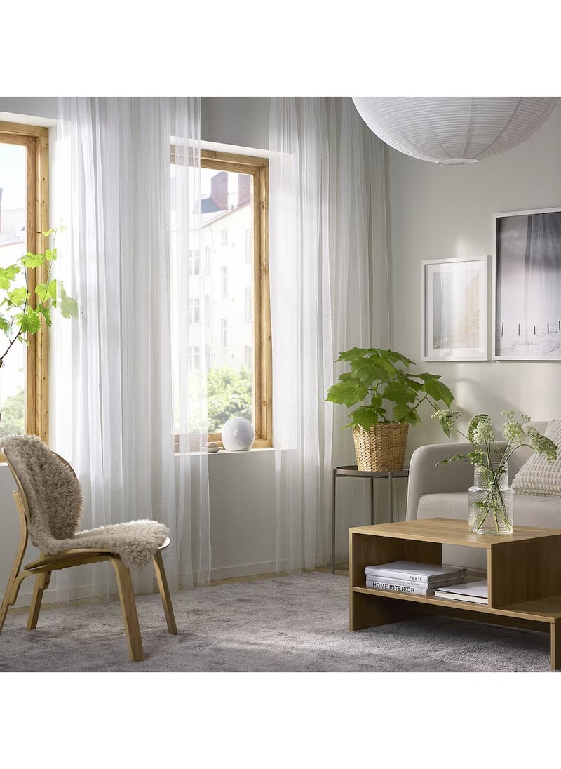 ستائر شبكية - ستائر النوافذ - ستائر شبكية أبيض بوليستر ( زوج واحد مع جيب قضيب) 280x300 سم