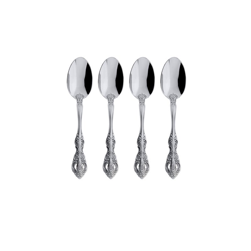 Oneida Michelangelo Fine Flatware Teaspoons Set of 4  1810 Stainless Steel Silverware Set Dishwasher Safe