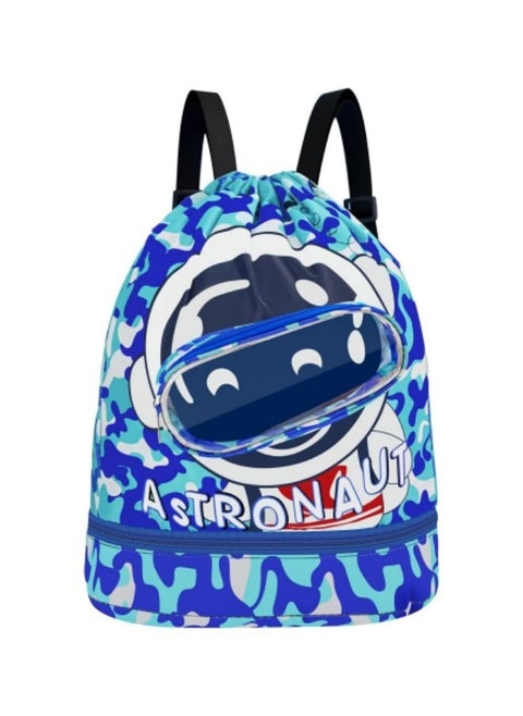 Swimming Backpack for Kids, Dry and Wet Separation Waterproof Storage Bag Portable Drawstring Backpack Blue