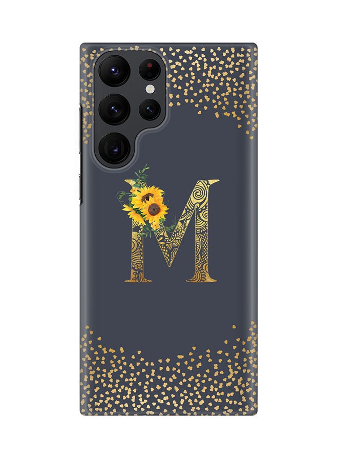 Stylizedd Monogram Slim Cover for Samsung Galaxy S22 Ultra 5G Case Custom Initials Letter Floral Pattern Snap Series Mobile Cover Matte Alphabet  - M (Grey) - Image 1