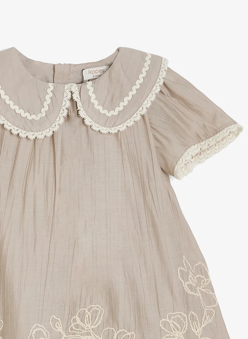 Ripples  Embroidered Baby Girls Dress with Lace Collar for Women | Best Price UAE