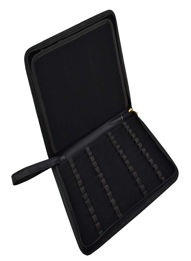 erofa 48 Fountain Pen Case PU Leather, Rollerball Pen Display Holder Bag, Pouch Large Capacity for your Collection - Black - Image 3