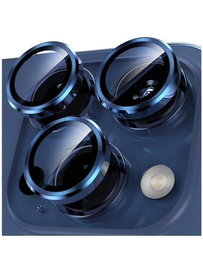 ELTRAZONE Camera Lens Protector for iPhone 15 Pro/iPhone 15 Pro Max, [1 Step Installation Tray] Tempered Glass Screen Protector Metal Individual Camera Cover Accessories Case (Blue Titanium) - Image 1