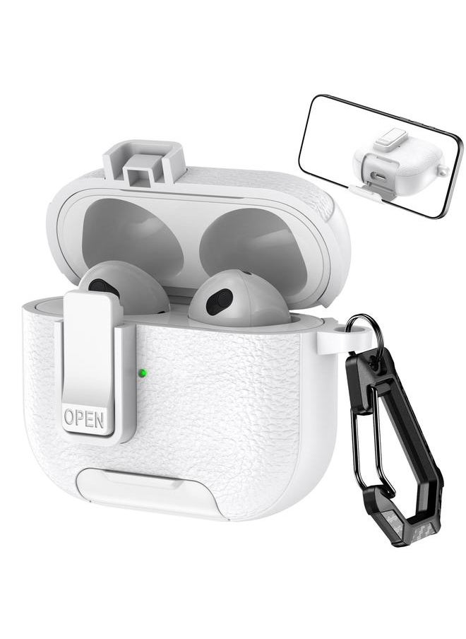 Zaboon - Case For AirPods 3 Leather Texture Wireless Earphones Case with Hook & Holder - Image 1