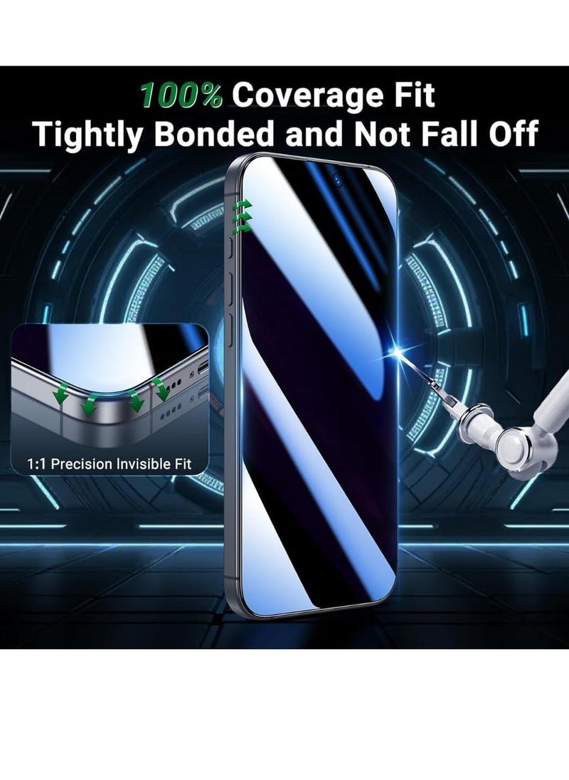 Raxoom Privacy Screen Protector for iPhone 16 Pro Max â€“ Anti-Spy Tempered Glass, 9H Hardness, 9D Full Coverage, Auto-Align Frame, 2-Pack - Image 4