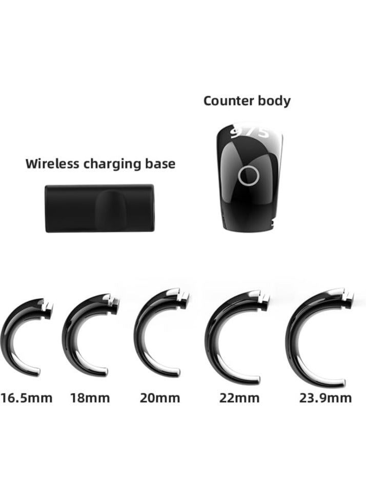Smart Ring, Wireless Charging, Touch Buttons, 5 Interchangeable Sizes, 999999 Max Count (Black) - Image 3