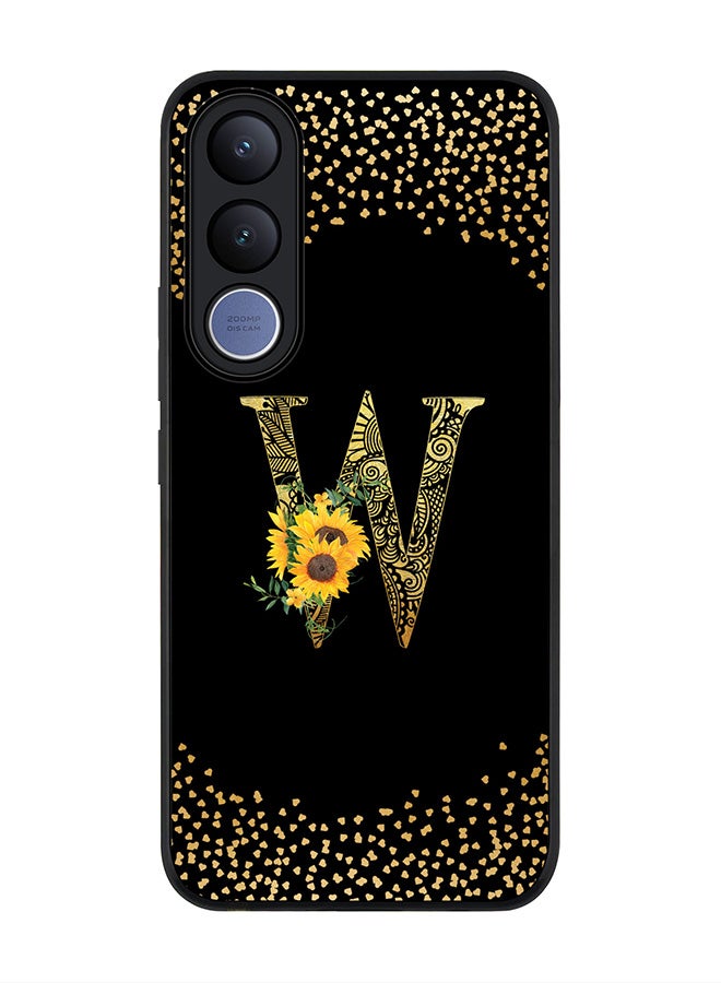 Stylizedd For vivo V70 FE Case,Slim fit Camera Protection, Shockproof Thin Phone cover  - Custom Floral Monogram - W ( Black ) - Image 1