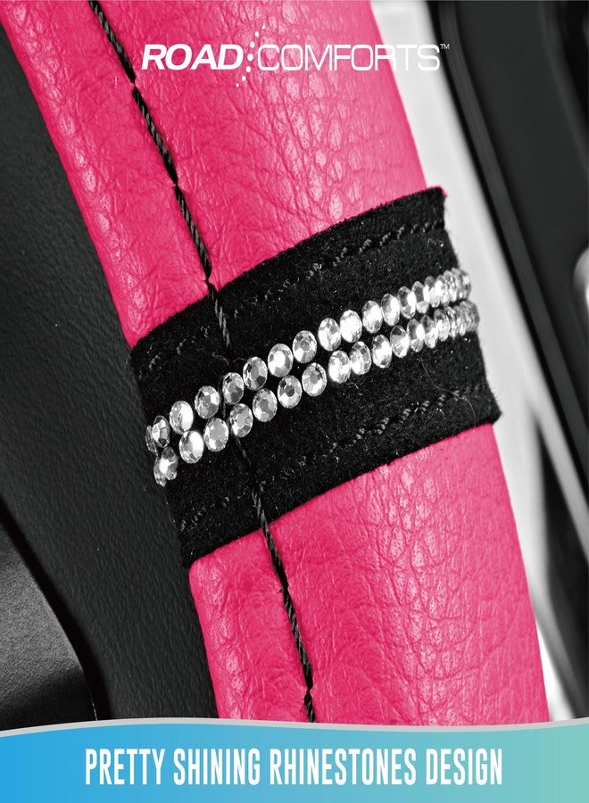 Road Comforts Leopard Steering Wheel Cover - Made with PVC Leather Cheetah Print - Anti-Slip, Universal Fit 14 1/2 inches to 15 inches - Hot Pink - Image 5