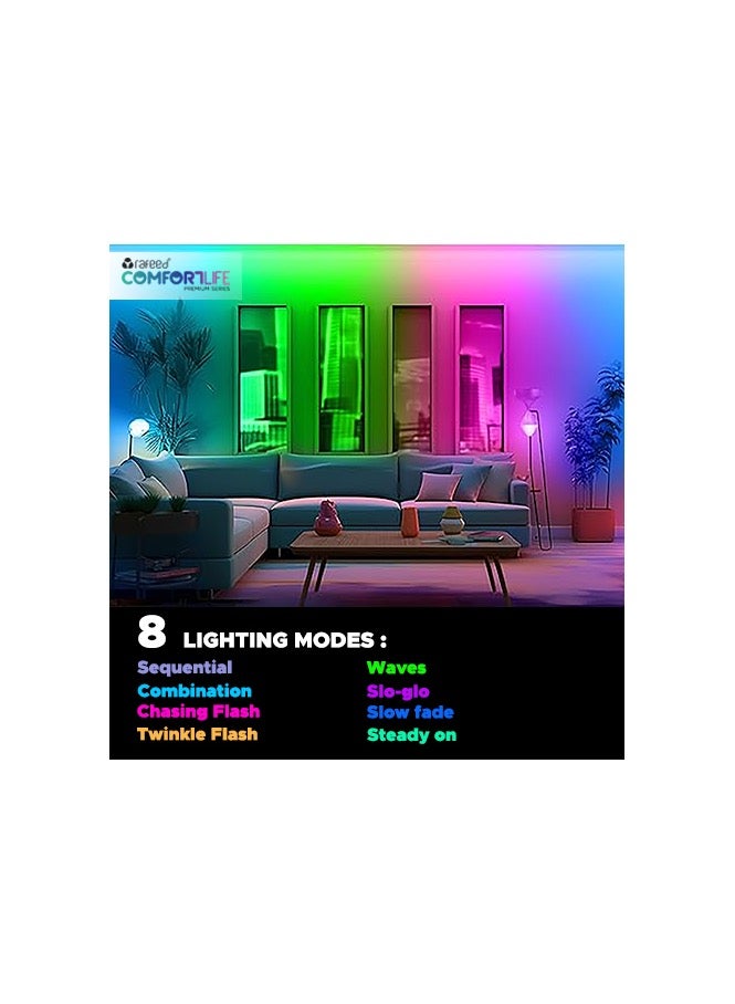 Rafeed Comfortlife Smart RGB LED Strip Light 2M, WiFi + Bluetooth, TUYA App Control, Alexa & Google Assistant Compatible, Dimmable, 6W, 100lm, IP20 - Image 4