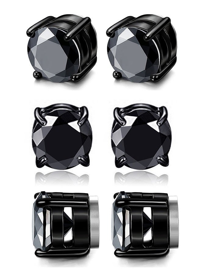 2 Pairs of Stainless Steel Magnetic Stud Earrings Clip-On Earrings Magnetic Earrings Unisex Non-Pierced Diamond Earrings - Image 5