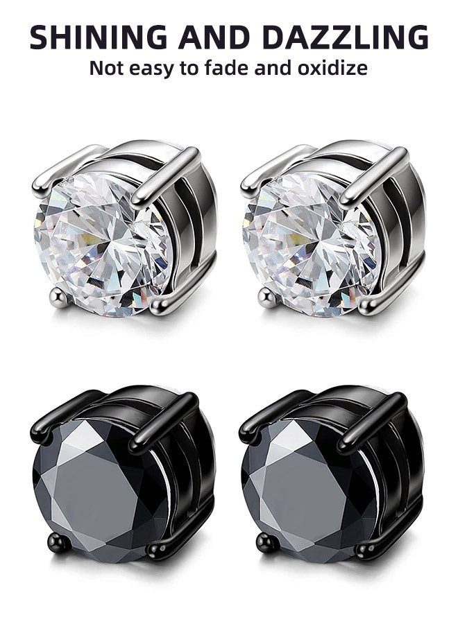2 Pairs of Stainless Steel Magnetic Stud Earrings Clip-On Earrings Magnetic Earrings Unisex Non-Pierced Diamond Earrings - Image 2