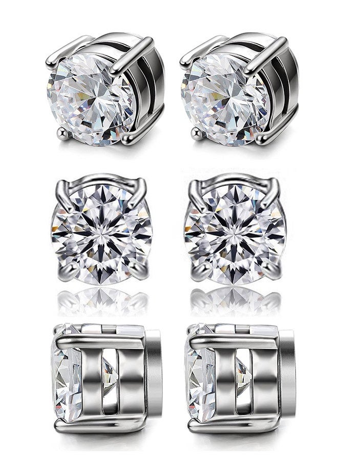 2 Pairs of Stainless Steel Magnetic Stud Earrings Clip-On Earrings Magnetic Earrings Unisex Non-Pierced Diamond Earrings - Image 4