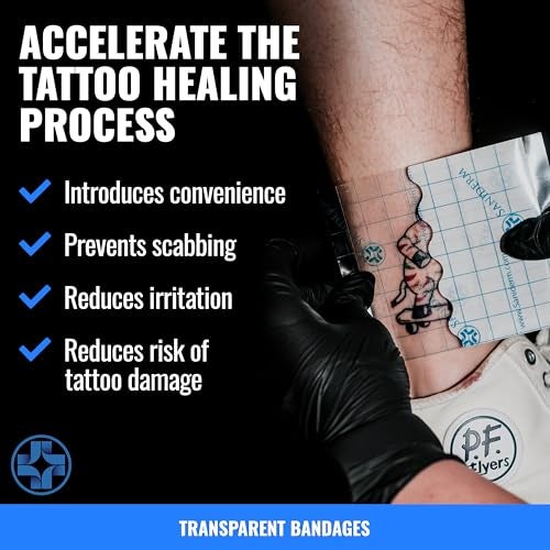 Saniderm Tattoo Aftercare Bandage 3 Sheets (Medium Pack, 6 in x 8 in) – Convenient, Faster Tattoo Healing and Protection – Sterile, Waterproof, and Latex-Free - Image 3