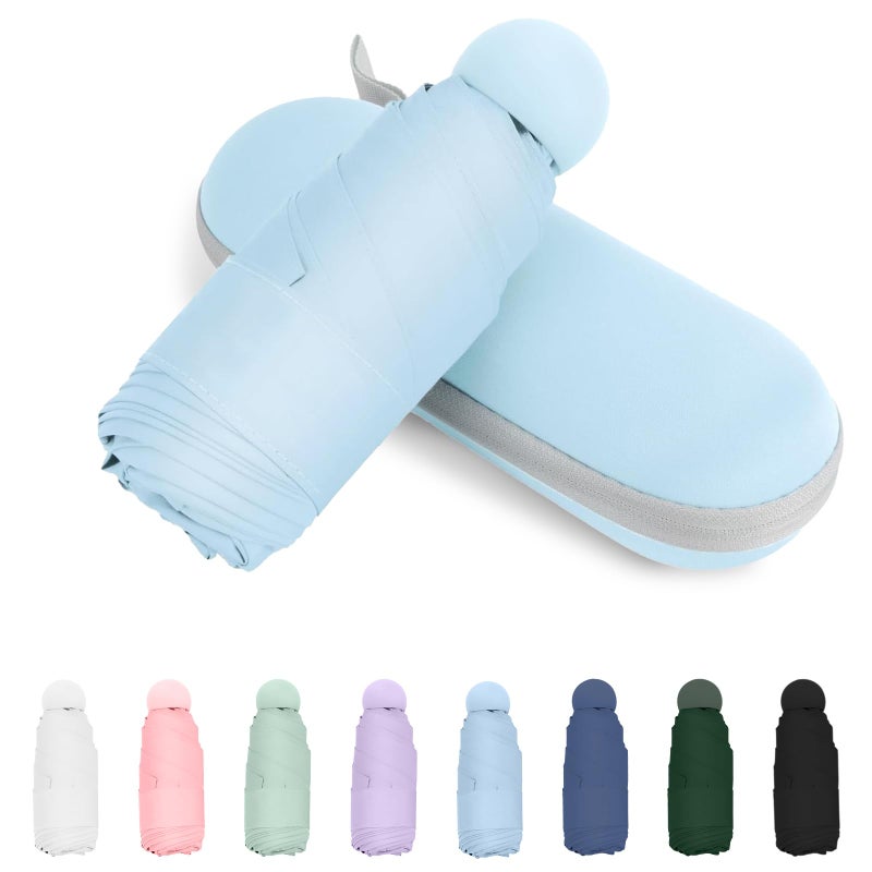 Compact Travel Umbrella, Small Pocket Mini Umbrella for Purse Wallet, UV Sun Rain Umbrellas for Backpack, Portable Folding Umbrellas for Women Kids - Image 1
