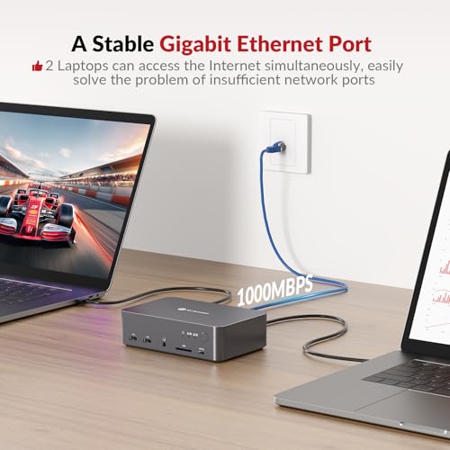 v AV Access AV Access KVM Switch Dock 2 Monitors 2 Laptops, 4K KVM Switch Dual HDMI Monitor, 2 USB-C MST Ports, 60W PD for Each PC, 1G Ethernet, EDID Emulation, 2K@144Hz,1080P@240Hz,Ideal for Home Office & Gaming - Image 3