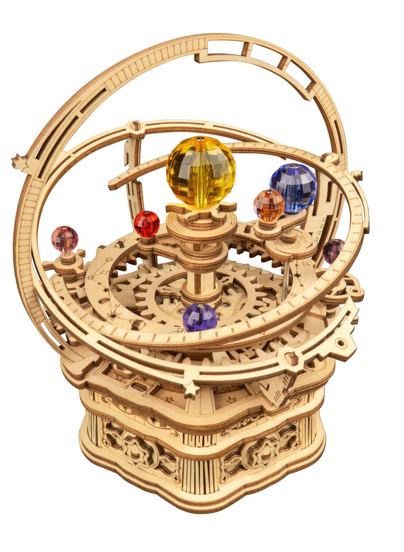 Robotime ROKR Starry Night Mechanical Music Box AMK51, Assembly Brain Teaser 3D Wooden Puzzle DIY Build Model Crafts Kits, Unique Home Decor Birthday Gifts for Teens or Adults - Image 1