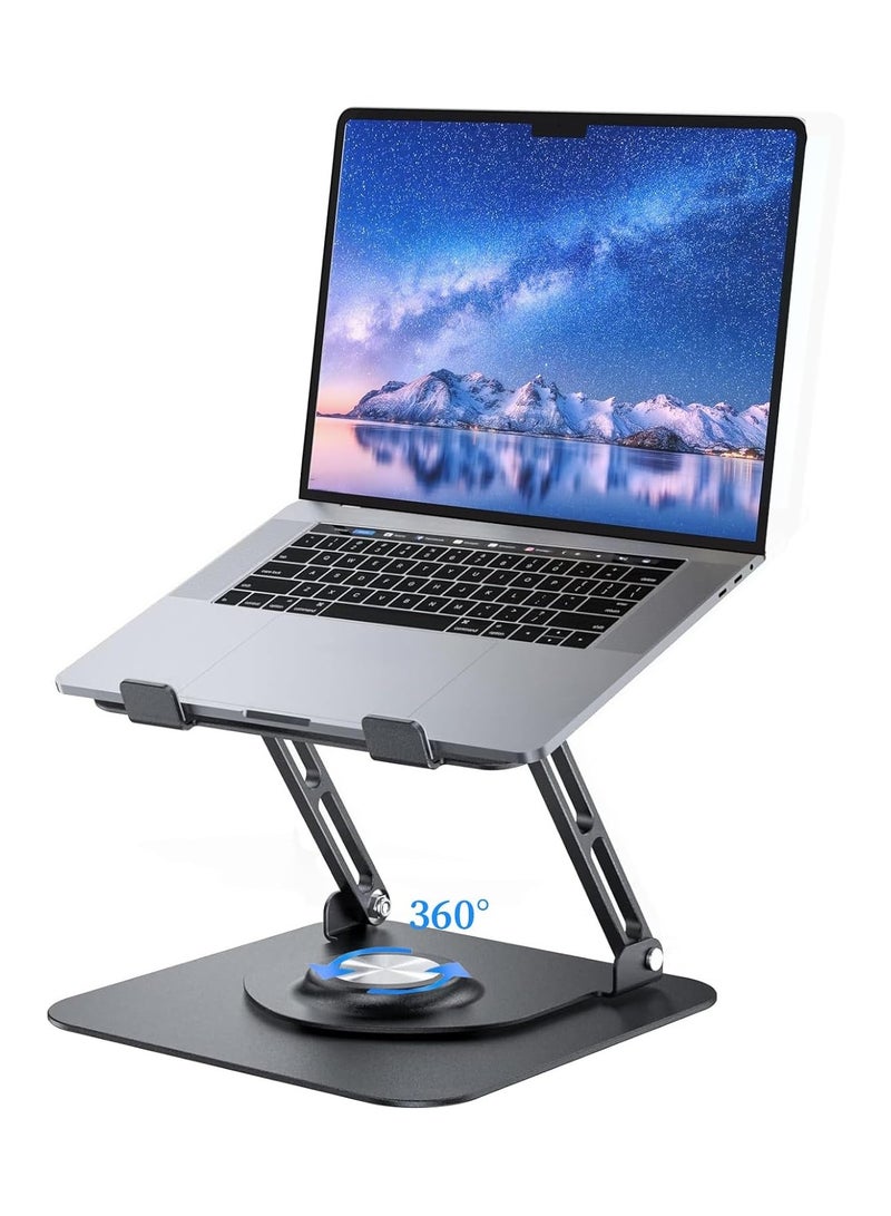 TDOO Adjustable Laptop Stand with 360° Rotating Base – Ergonomic Portable Foldable Laptop Riser for Desks, Compatible with All Laptops 10-17.3", MacBook Pro/Air - Image 1